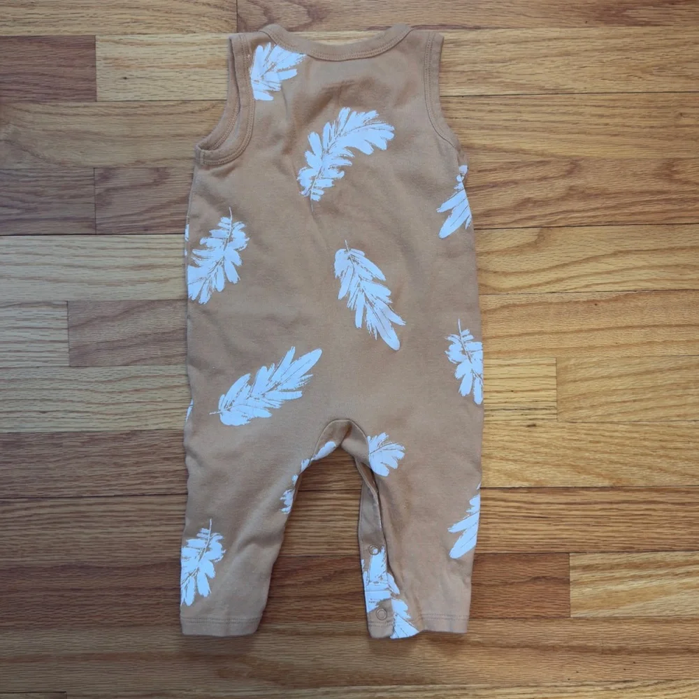 3 for $12 Carter's Tan and White Feather Pattern Romper and Pink Body Suit